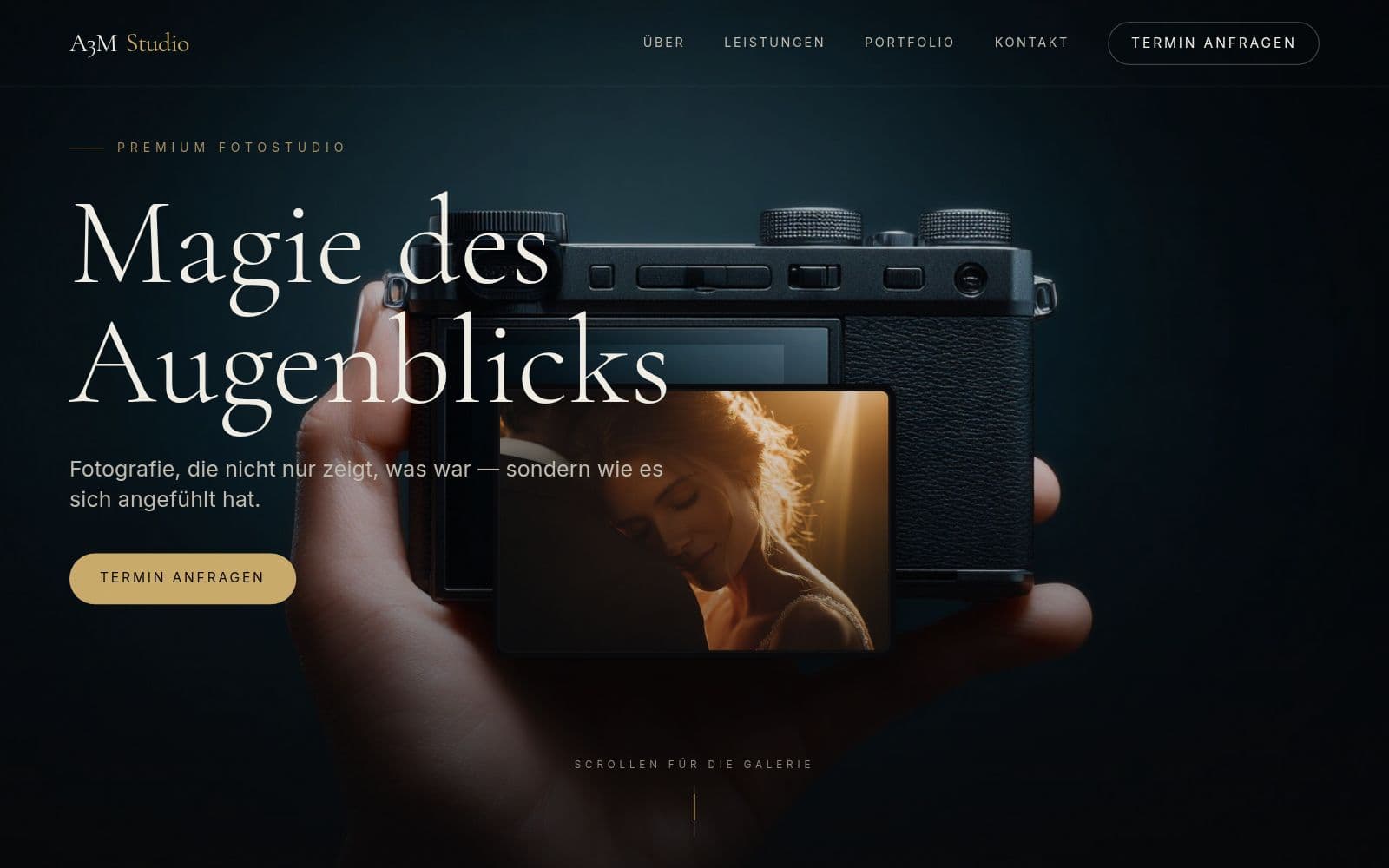 A3M Studio – Cinematic Fotografen-Website – Screenshot der Demo-Website a3m-test.de/fotograf