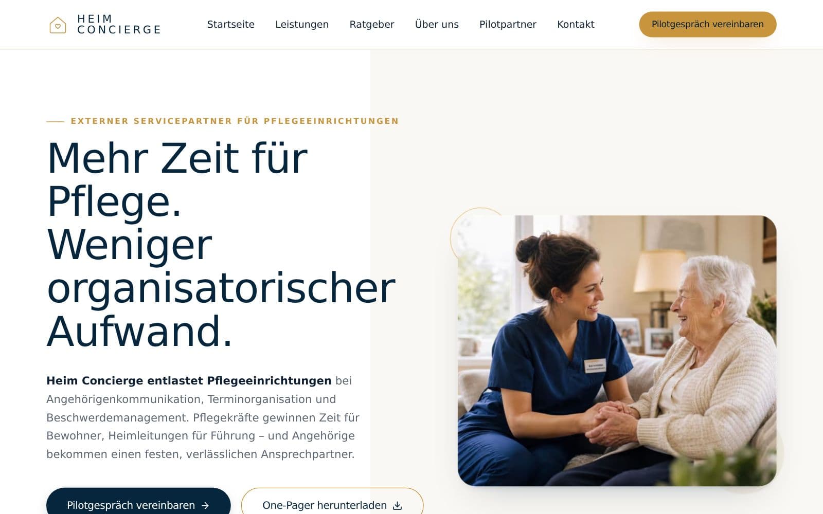 Heim Concierge – Screenshot der Live-Website heimconcierge.de